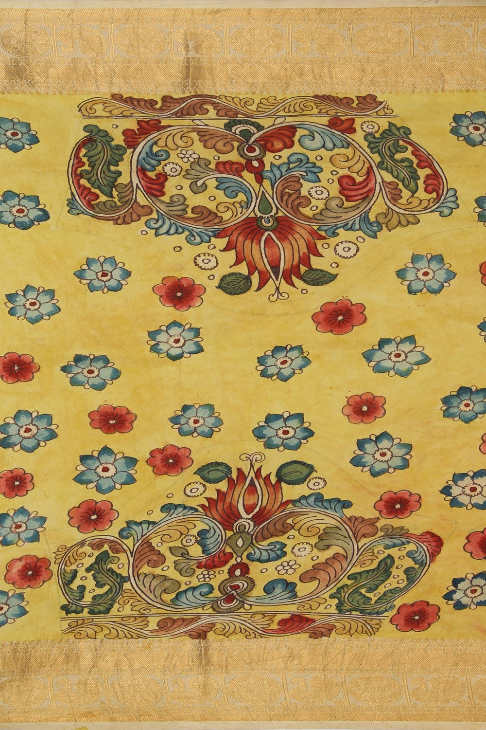 Kalamkari Hand-Painted Silk Saree