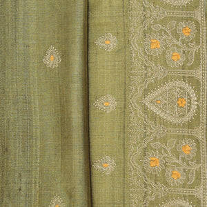 Gorgeous Thread Embroidery Moss Green Saree