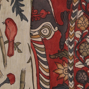 Kalamkari Hand-Painted Beige Saree