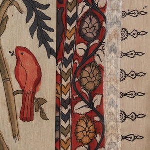Kalamkari Hand-Painted Beige Saree
