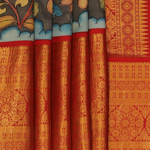 Kalamkari Hand-Painted Silk Saree