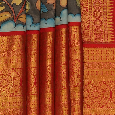 Kalamkari Hand-Painted Silk Saree