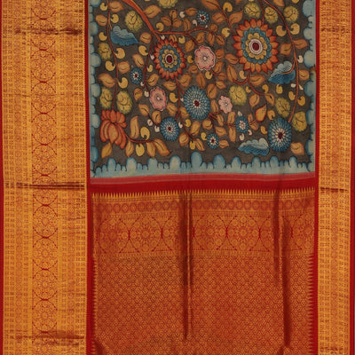 Kalamkari Hand-Painted Silk Saree
