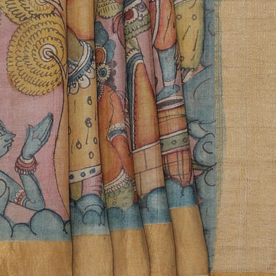 Kalamkari Hand-Painted Tussar Silk Saree
