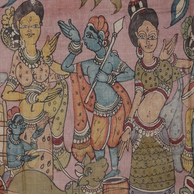 Kalamkari Hand-Painted Tussar Silk Saree