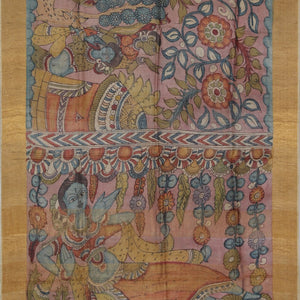 Kalamkari Hand-Painted Tussar Silk Saree
