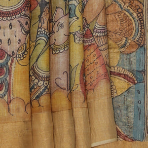 Kalamkari Hand-Painted Tussar Silk Saree