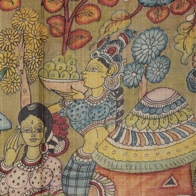 Kalamkari Hand-Painted Tussar Silk Saree