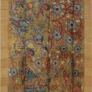 Kalamkari Hand-Painted Tussar Silk Saree