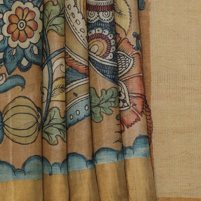 Kalamkari Hand-Painted Tussar Silk Saree