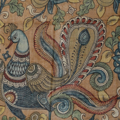 Kalamkari Hand-Painted Tussar Silk Saree