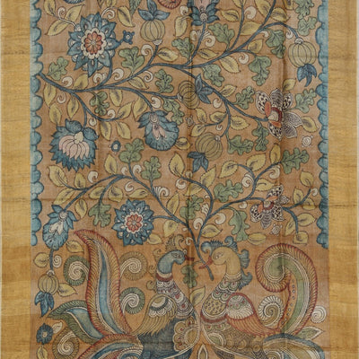 Kalamkari Hand-Painted Tussar Silk Saree