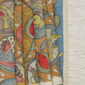 Kalamkari Hand-Painted Mangalgiri Silk Saree