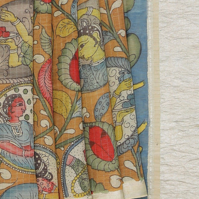 Kalamkari Hand-Painted Mangalgiri Silk Saree