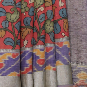Kalamkari Hand-Painted Mangalgiri Silk Saree