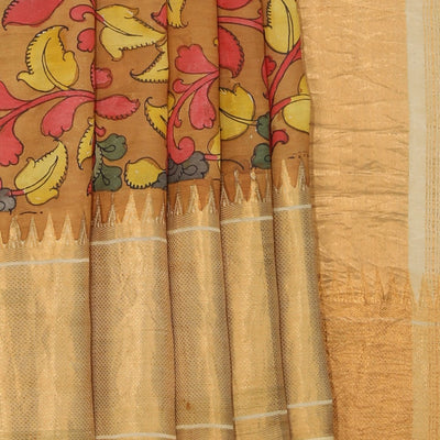 Kalamkari Hand-Painted Mangalgiri Silk Saree