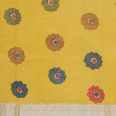 Kalamkari Hand-Painted Mangalgiri Silk Saree