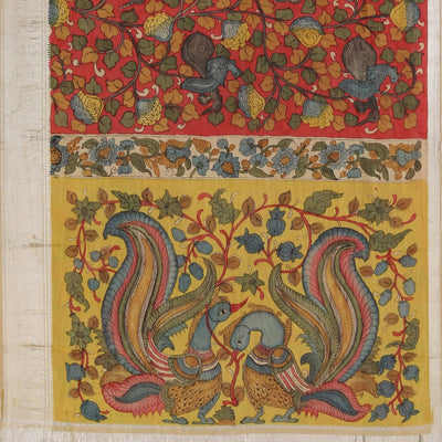 Kalamkari Hand-Painted Mangalgiri Silk Saree