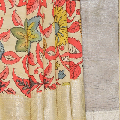 Kalamkari Hand-Painted Mangalgiri Silk Saree