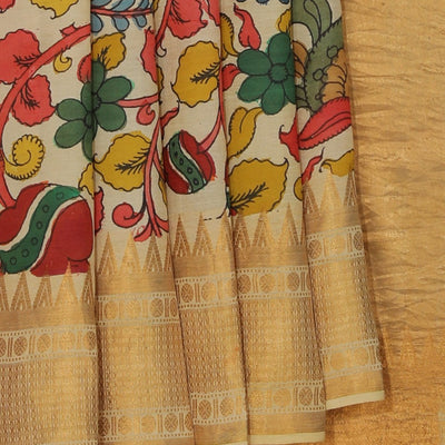 Kalamkari Hand-Painted Mangalgiri Silk Saree