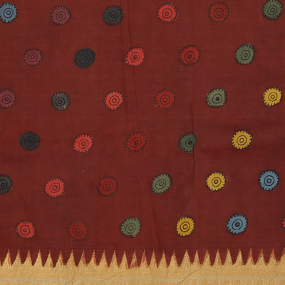 Kalamkari Hand-Painted Mangalgiri Silk Saree