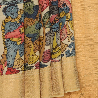 Kalamkari Hand-Painted Mangalgiri Silk Saree