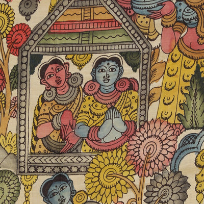 Kalamkari Hand-Painted Mangalgiri Silk Saree