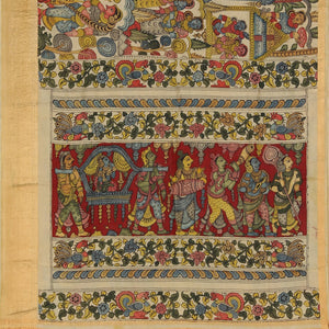 Kalamkari Hand-Painted Mangalgiri Silk Saree
