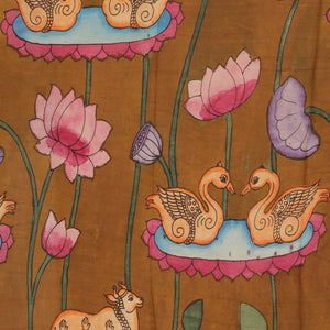 Kalamkari Hand-Painted Mangalgiri Silk Saree