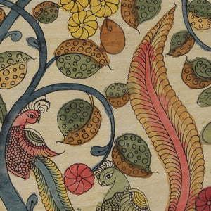 Kalamkari Hand-Painted Mangalgiri Silk Saree