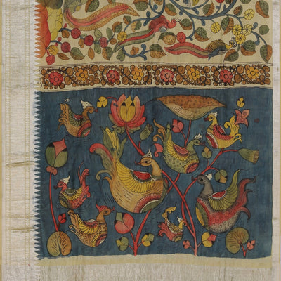 Kalamkari Hand-Painted Mangalgiri Silk Saree