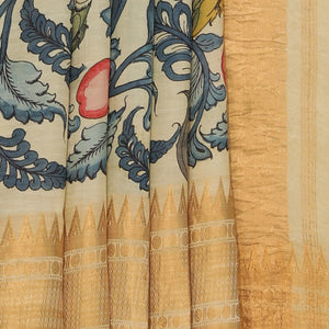 Kalamkari Hand-Painted Mangalgiri Silk Saree