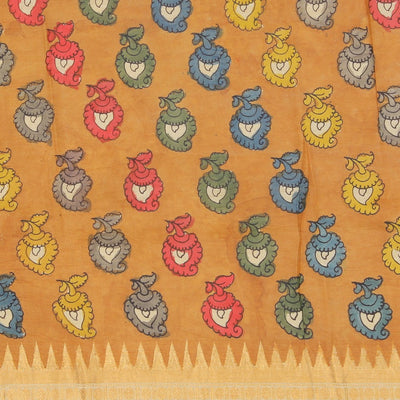 Kalamkari Hand-Painted Mangalgiri Silk Saree