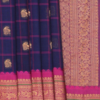 Gadwal Silk Green Kattam Saree