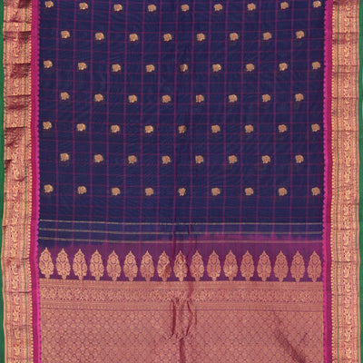 Gadwal Silk Green Kattam Saree