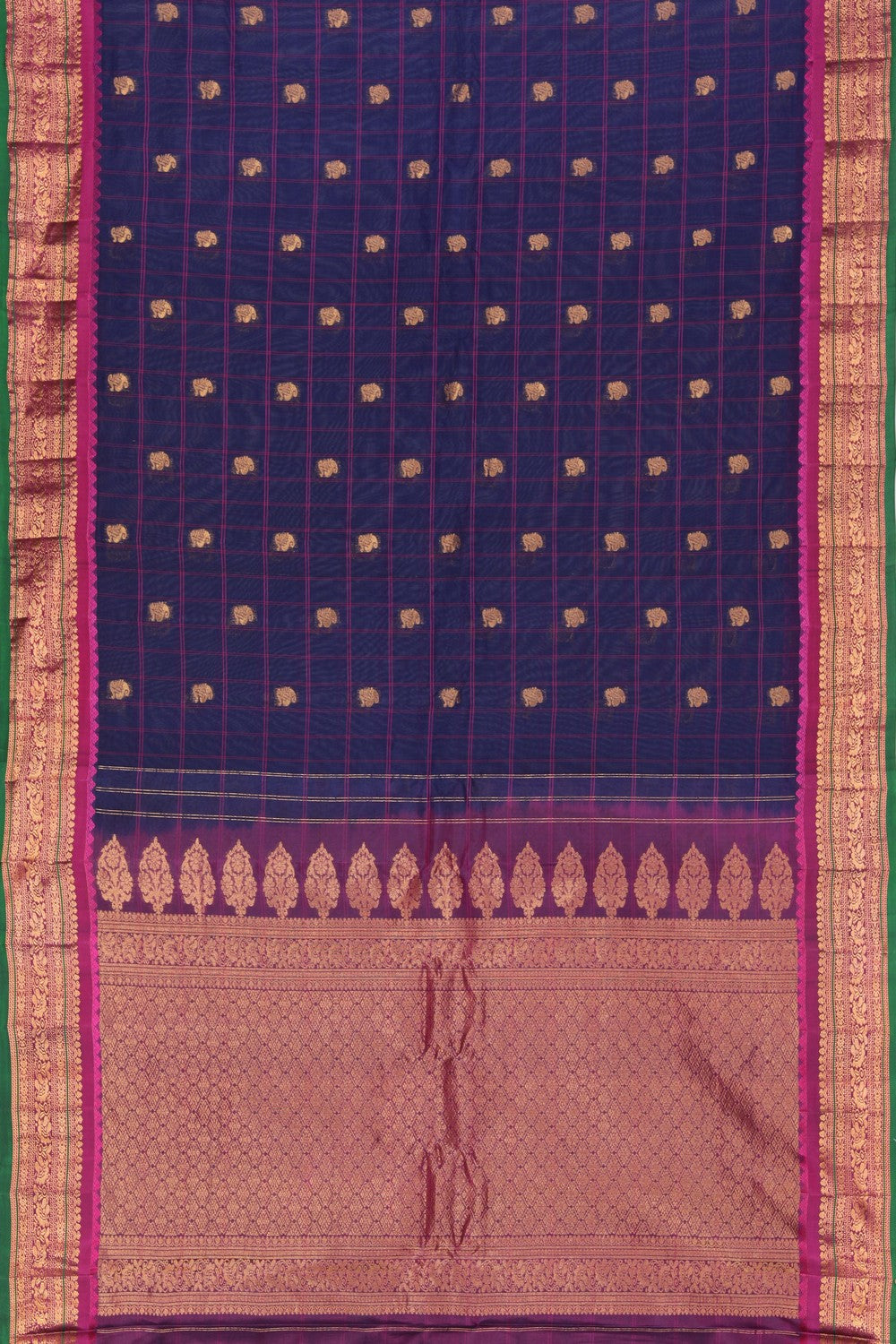 Gadwal Silk Green Kattam Saree