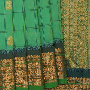 Gadwal Aqua Green Kattam Saree