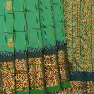 Gadwal Aqua Green Kattam Saree