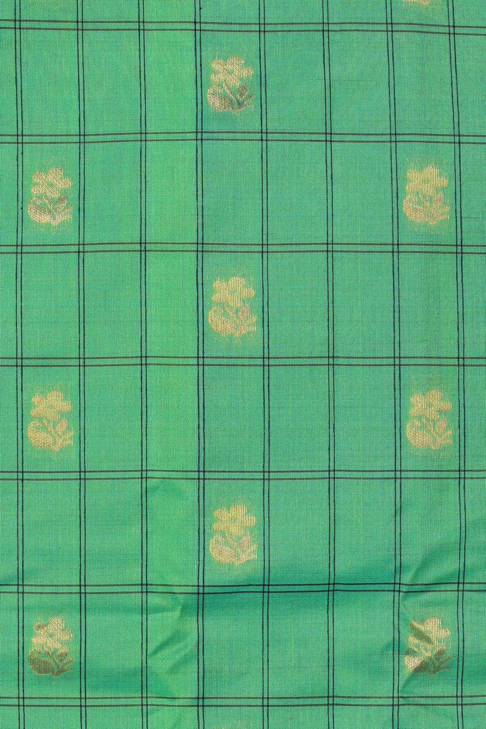 Gadwal Aqua Green Kattam Saree