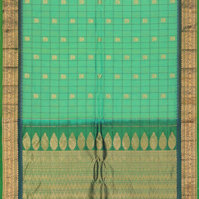 Gadwal Aqua Green Kattam Saree