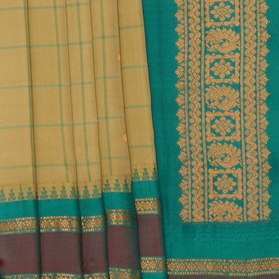 Gadwal Silk Light-Green Kattam Saree