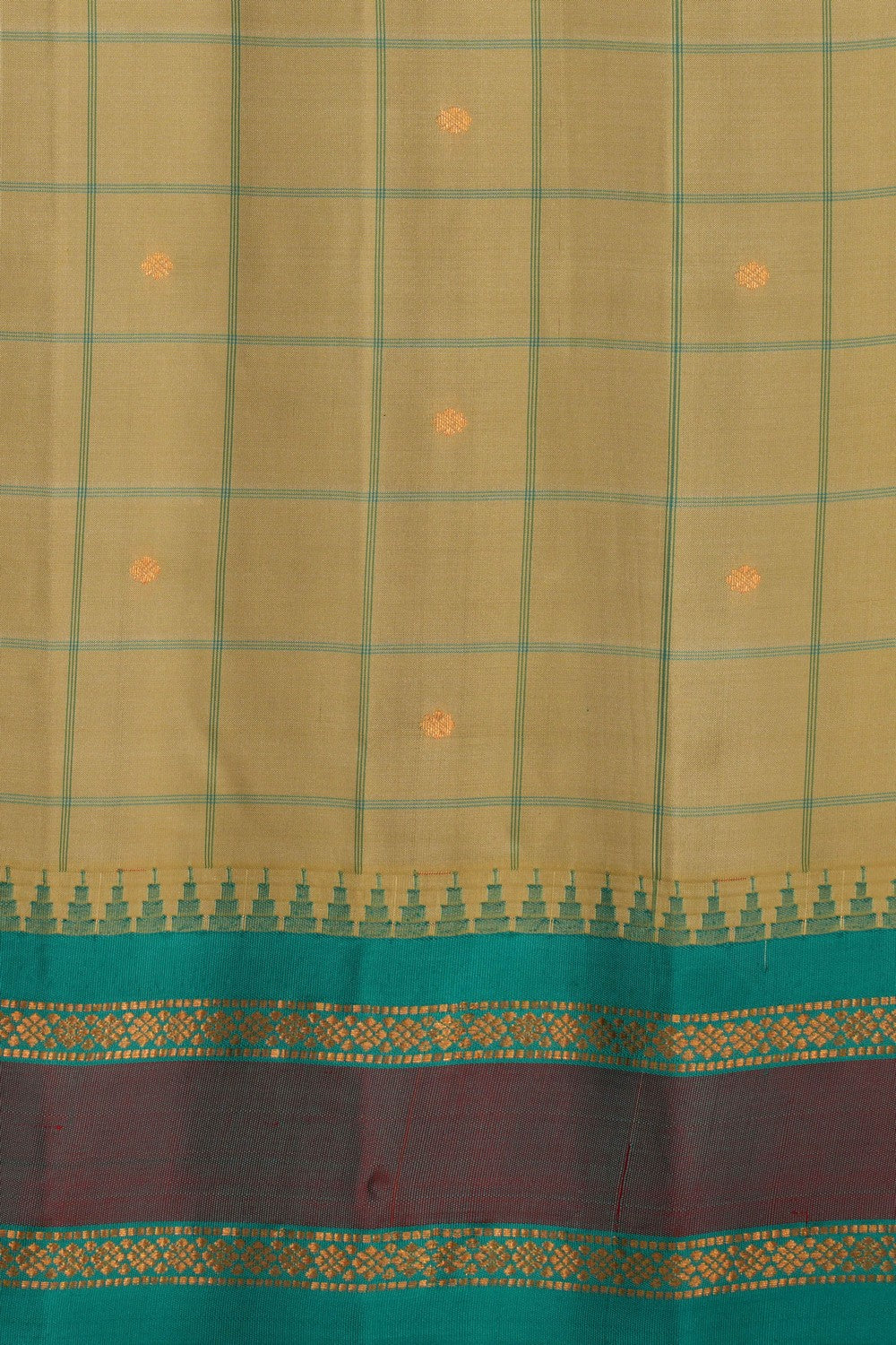 Gadwal Silk Light-Green Kattam Saree