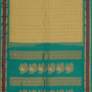 Gadwal Silk Light-Green Kattam Saree