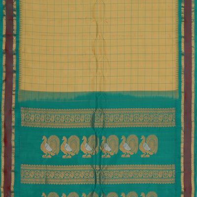 Gadwal Silk Light-Green Kattam Saree