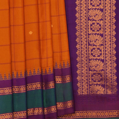 Gadwal Silk Mustard Kattam Saree