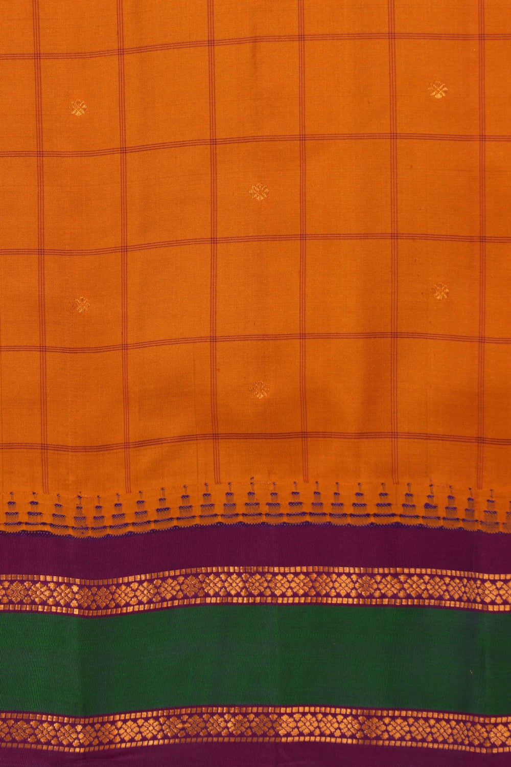 Gadwal Silk Mustard Kattam Saree