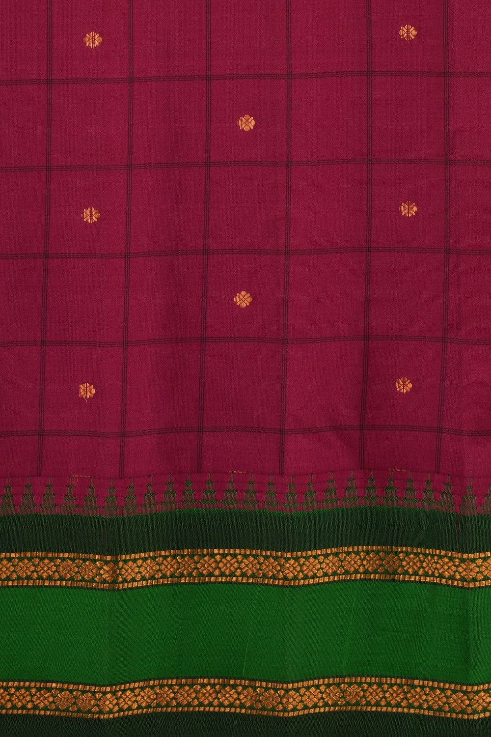 Gadwal Silk Plum-Pink Kattam Saree