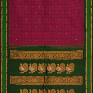 Gadwal Silk Plum-Pink Kattam Saree