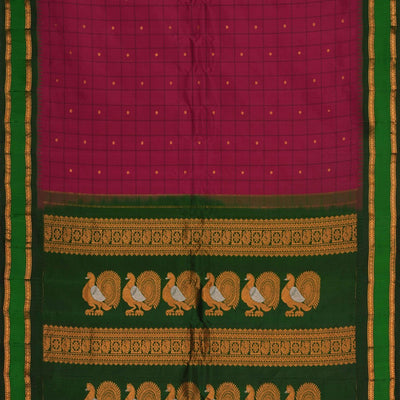 Gadwal Silk Plum-Pink Kattam Saree