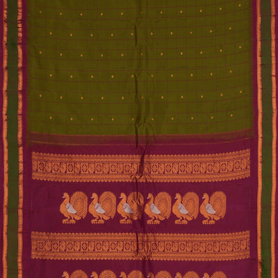 Gadwal Silk Green Kattam Saree